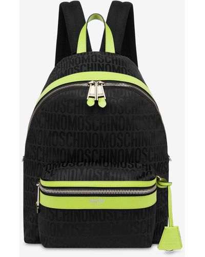 Moschino Rucksack Aus Schwerem Nylon Allover Logo - Blau