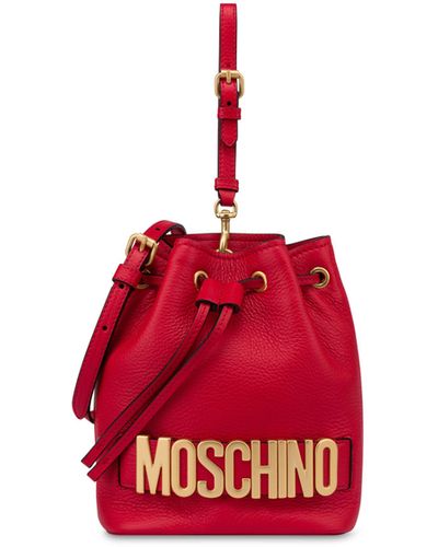 Moschino Lettering Logo Bucket Bag - Red
