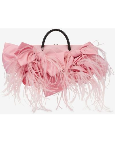 Moschino Petit Cabas En Cuir Nappa Leather Flower - Rose