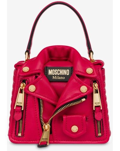 Moschino Mini Nappa Leather Biker Bag - Red