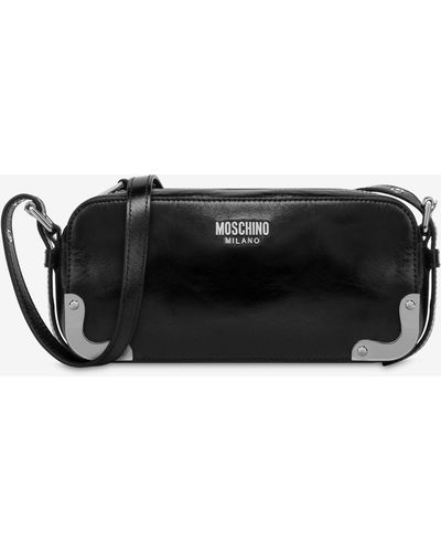 Moschino Metal Corner Shiny Calfskin Bag - Black