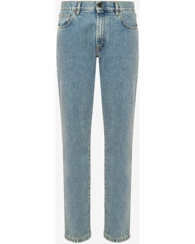 Moschino Logo Patch Denim Pants - Blue