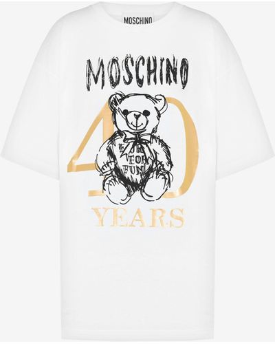 Moschino T-shirt In Jersey 40 Years Teddy Bear - Bianco