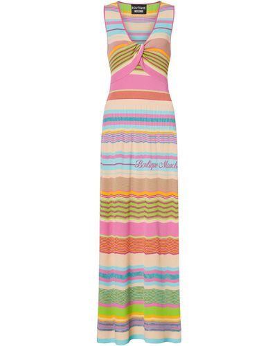 Moschino Robe En Tricot Viscose À Rayures Multicolores