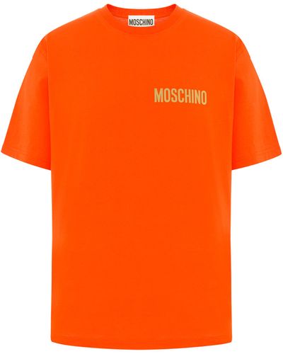 Moschino T-shirt In Jersey Organico Metallic Logo - Arancione