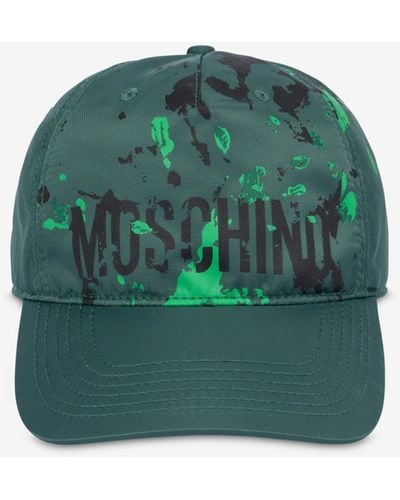 Moschino Painted Effect Nylon Cap - Green