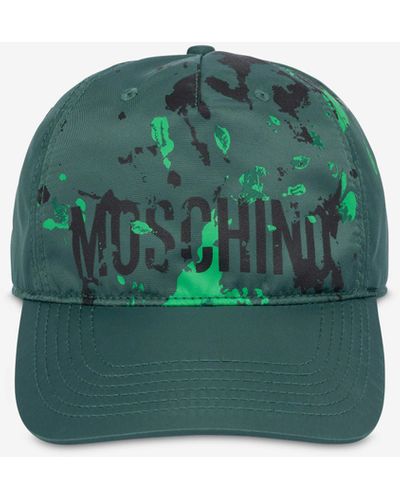 Moschino Cappello In Nylon Painted Effect - Verde