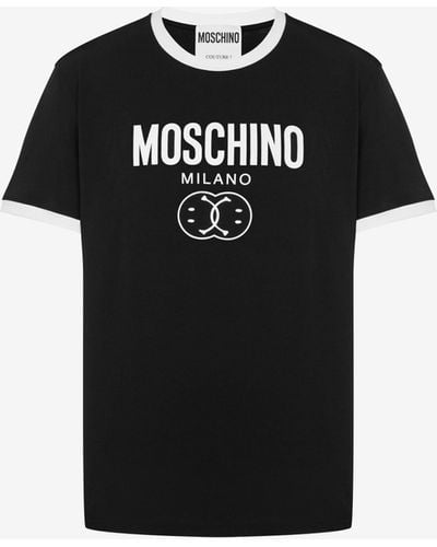 Moschino T-shirt In Jersey Stretch Double Smiley® - Nero