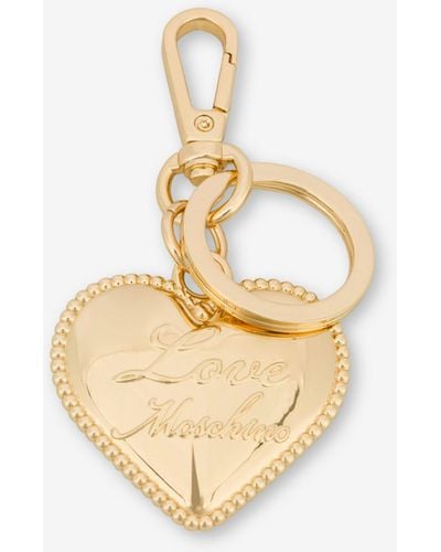 Moschino Love Gift Capsule Keyring With Heart Charm - Metallic