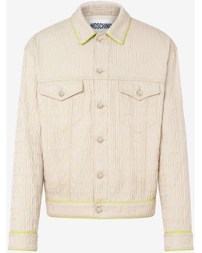 Moschino Allover Logo Cotton And Viscose Jacket - Natural