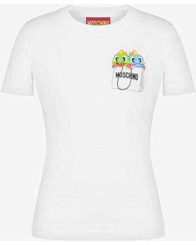 Moschino T-shirt In Jersey Organico Bubble Booble - Bianco