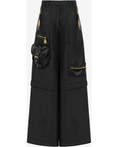 Moschino Pantalone Oversize In Raso Nylon Bags - Nero