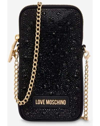 Moschino Love Gift Capsule Phone Pouch With Rhinestones - White