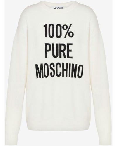 Moschino Pullover In Lana 100% Pure - Bianco