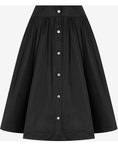 Moschino Jewelled Buttons Poplin Skirt - Black
