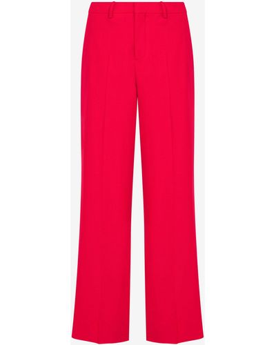 Moschino Stretch Gabardine Wide Trousers - Red