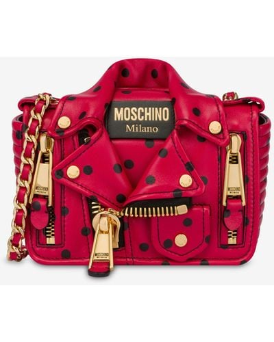 Moschino All-over Polka Dots Biker Bag - Red
