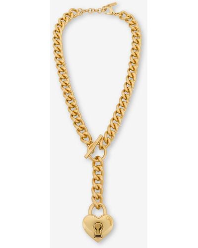 Moschino Heart Lock Chain Necklace - Metallic