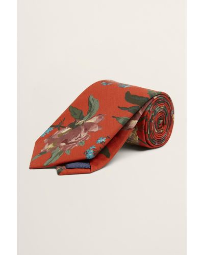 Liberty Red Floral Tie Made With Fabric