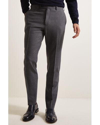 Zegna Tailored Fit Charcoal Glen Check Pants - Gray