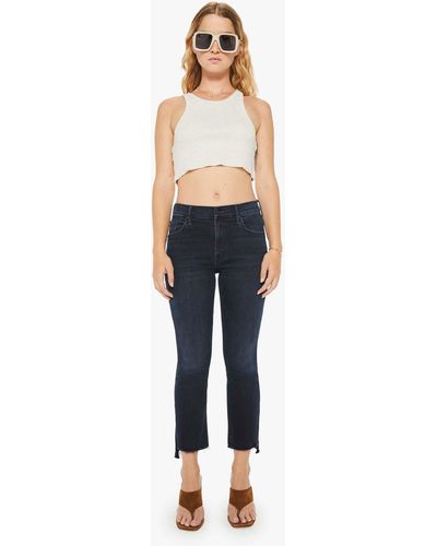 Mother Petites The Lil' Insider Crop Step Fray Night In Venice Jeans - Blue