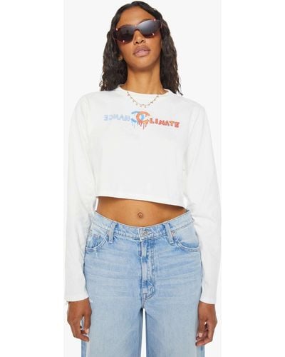 Unfortunate Portrait Climate Change Long Sleeve Crop T-shirt - White