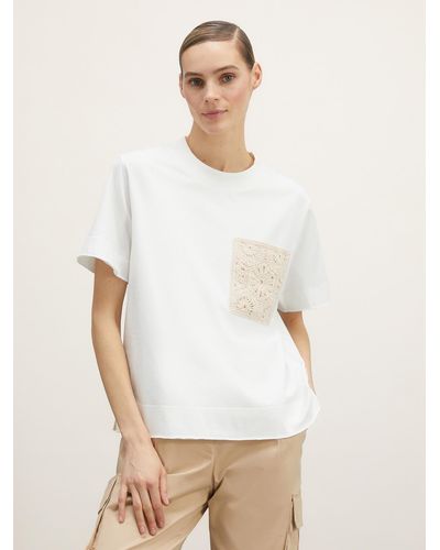 mötivi T-shirt con tasca crochet - Bianco