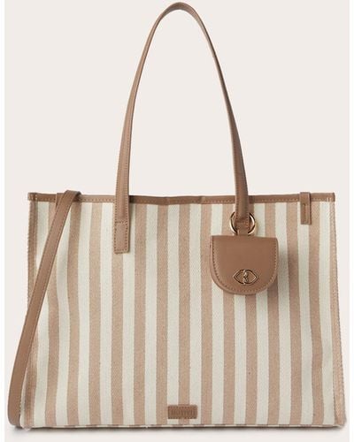 mötivi Shopping bag in canvas a righe - Neutro