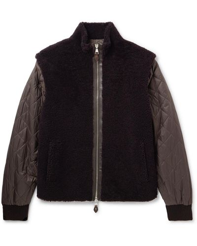 James Purdey & Sons Convertible Leather-trimmed Wool-bouclé And Shell Jacket - Black