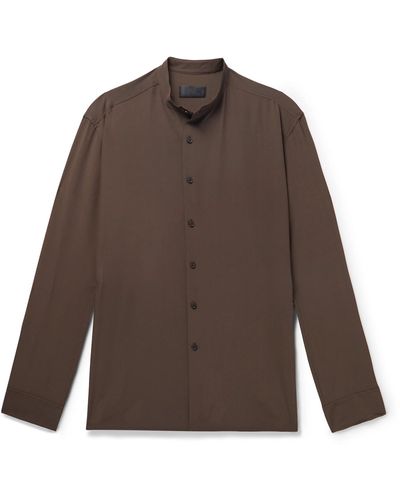Nili Lotan Maxcene Grandad-collar Silk Shirt - Brown