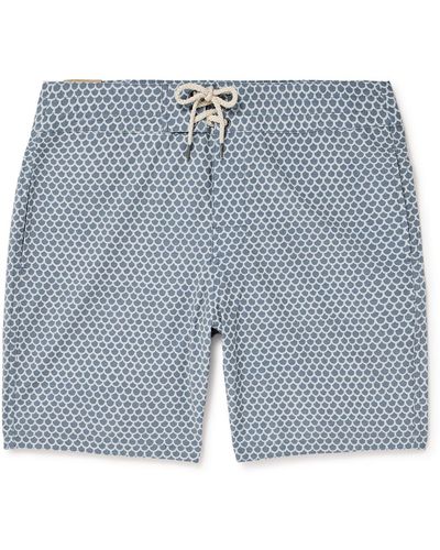Faherty Straight-leg Long-length Printed Recycled Swim Shorts - Blue