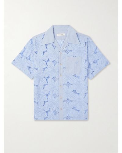 Wales Bonner Highlife Hemd aus einer Baumwollmischung mit Reverskragen - Blau