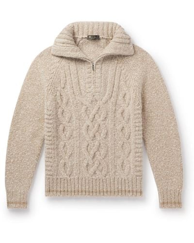 Loro Piana Cable-knit Cashmere Half-zip Sweater - Natural