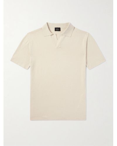 Brioni Cotton And Silk-blend Polo Shirt - Natural
