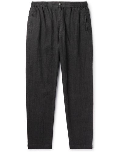 Barena Ameo Straight-leg Linen And Cotton-blend Pants - Gray