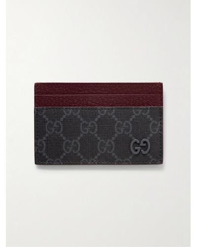 Gucci GG Supreme Monogrammed Coated-canvas And Pebble-grain Leather Cardholder - Purple