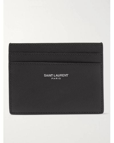 Saint Laurent Portacarte in pelle con logo - Nero