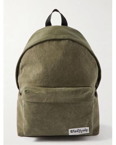 READYMADE Logo-appliquéd Distressed Cotton-canvas Backpack - Green