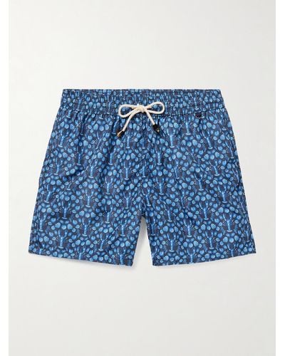 Rubinacci Shorts da mare medi a gamba dritta in shell stampato - Blu