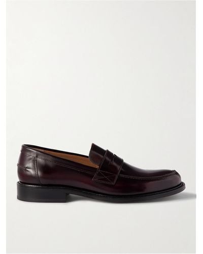 MR P. Scott Polished-leather Loafers - Black