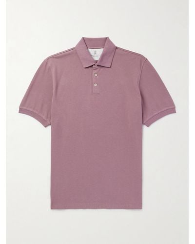 Brunello Cucinelli Slim-fit Cotton-piqué Polo Shirt - Pink