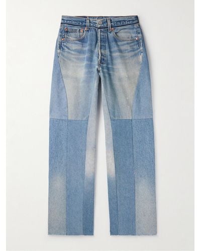 READYMADE Wide-leg Distressed Patchwork Jeans - Blue