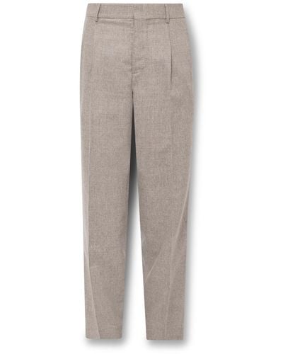 Umit Benan Slim-fit Pleated Virgin Wool And Cashmere-blend Suit Pants - Gray