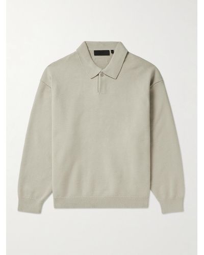 Fear Of God Oversized Knitted Polo Jumper - Natural