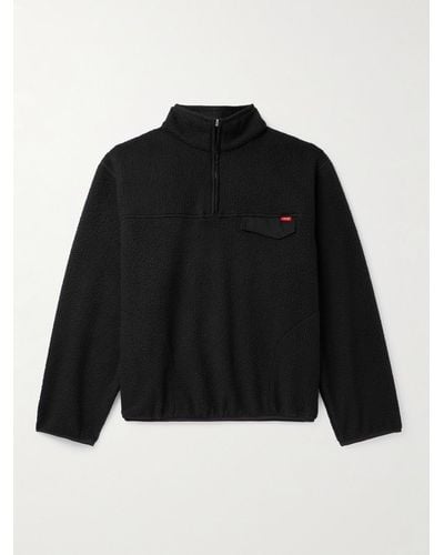 CHERRY LA Ripstop-trimmed Logo-embroidered Fleece Half-zip Jacket - Black