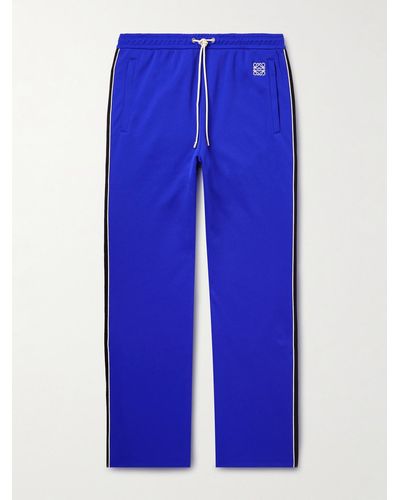 Loewe Logo-embroidered Striped Tech-jersey Track Pants - Blue