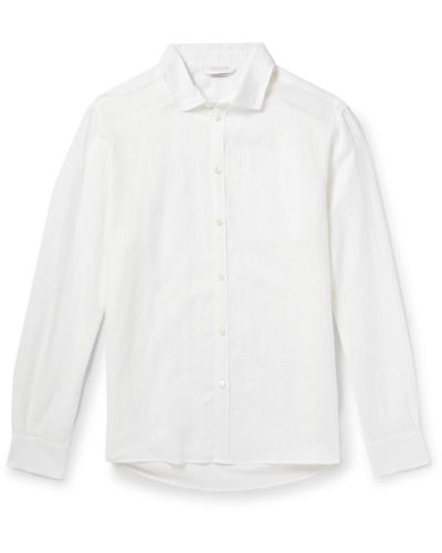 Zimmerli of Switzerland Cutaway-collar Linen And Cotton-blend Shirt - White