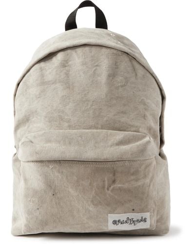 READYMADE Logo-appliquéd Distressed Cotton-canvas Backpack - Gray