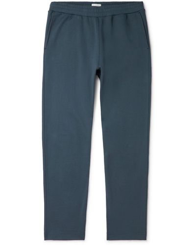 Sunspel Tapered Sea Island Cotton-jersey Sweatpants - Blue