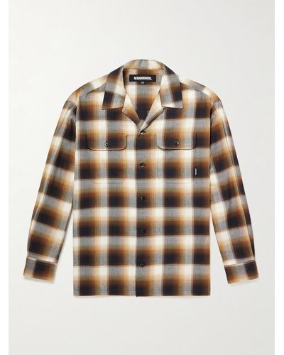 Neighborhood Checked Cotton-blend Flannel Shirt - Brown